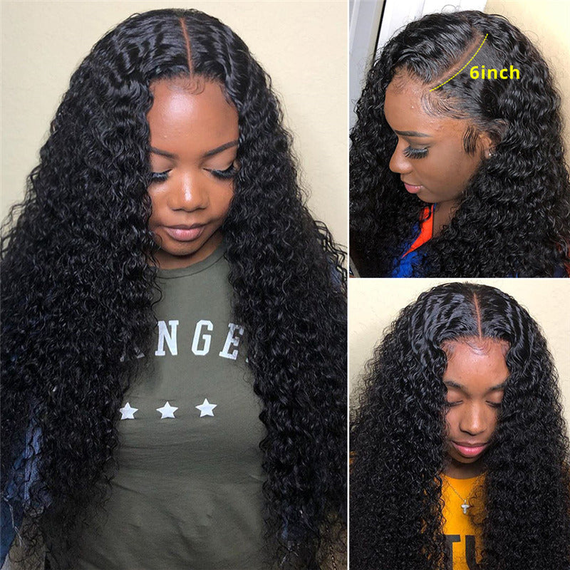 Deep Part Human Hair Curly HD Lace Front Wigs 6x6 Lace Wig