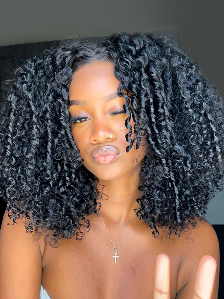 250% Density Curly Glueless Wigs Ready To Go Pre Bleached Pre Cut HD Lace Wigs