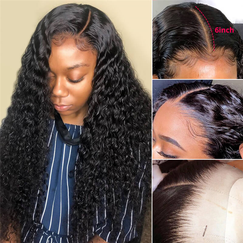 Deep Wave 13x6 Long HD Lace Front Wigs Real Hair Wigs Long Black Hair Wig
