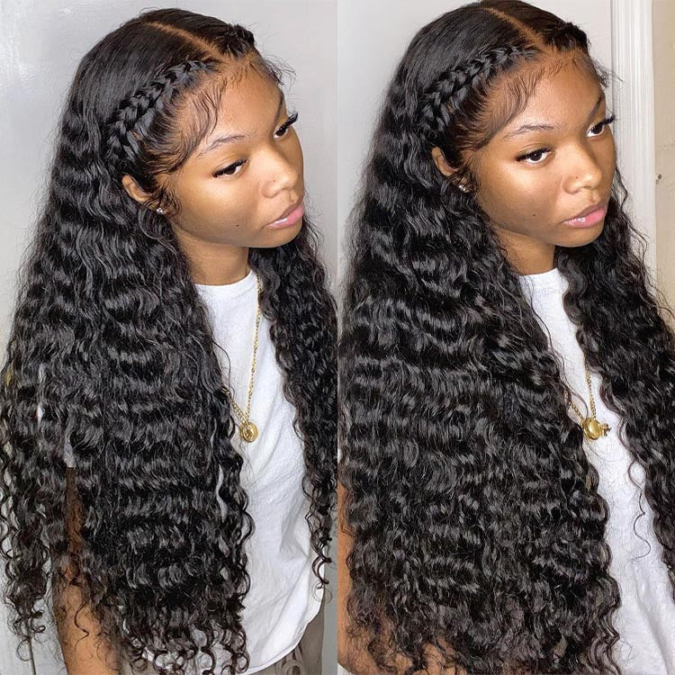 Deep Wave 180% Density 4*7 Ready To Go Lace Wigs With Bleached Knots