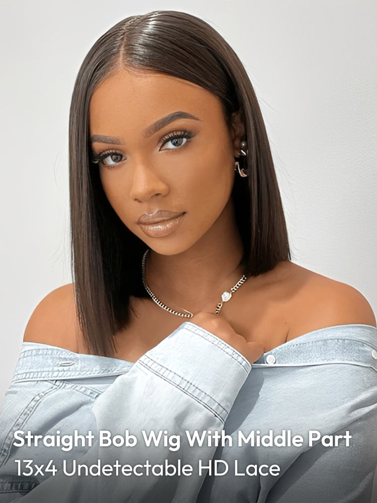 New Arrival #1B Bob Wigs Middle Part HD Lace Bob Short Wigs For Sale