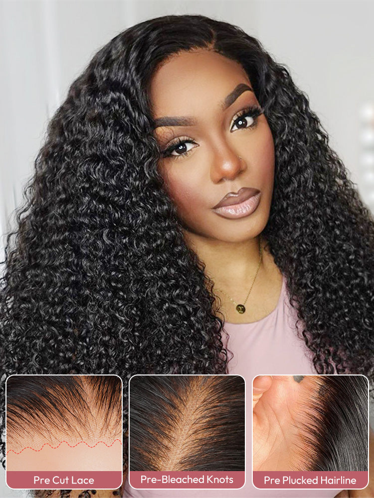Super Invisible LY Undetectable Lace Black Jerry Curly Lace Wig