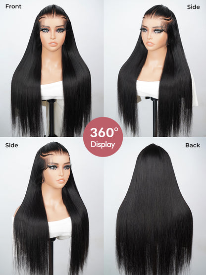 Salon Styled & Pre-Braided Wig No Glue Needed 6x8 Wear & Go Lace Wig With Natural Black Straight