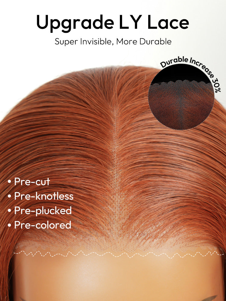 Alanis - Burnt Orange Body Wave Wig Colored Human Hair Glueless Lace Wigs
