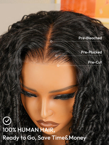 250% Density Curly Glueless Wigs Ready To Go Pre Bleached Pre Cut HD Lace Wigs