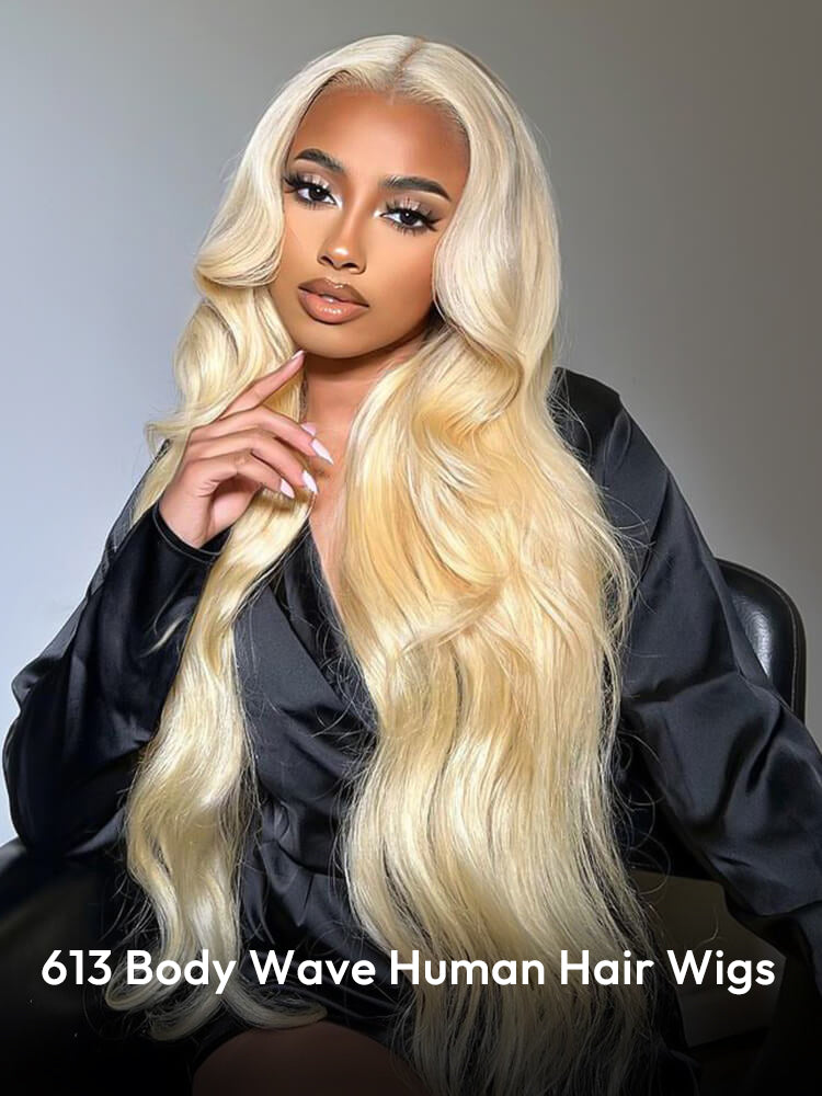Blonde 5x5 Lace Front Wigs Color 613 Body Wave Human Hair Lace Wigs With Baby Hair
