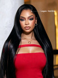 Natural Lagos Hairline Straight 13x6 HD Transparent Lace Front Wig Human Hair No Glue Needed