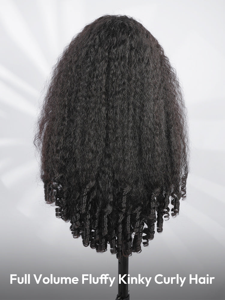 5x7 HD Lace Glueless Kinky Curly Wig with Spiral Curly Ends Human Hair Ready to Go With Drawstring