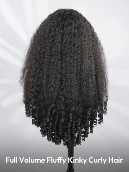 5x7 HD Lace Glueless Kinky Curly Wig with Spiral Curly Ends Human Hair Ready to Go With Drawstring