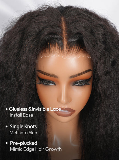 5x7 HD Lace Glueless Kinky Curly Wig with Spiral Curly Ends Human Hair Ready to Go With Drawstring