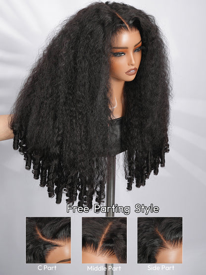 5x7 HD Lace Glueless Kinky Curly Wig with Spiral Curly Ends Human Hair Ready to Go With Drawstring