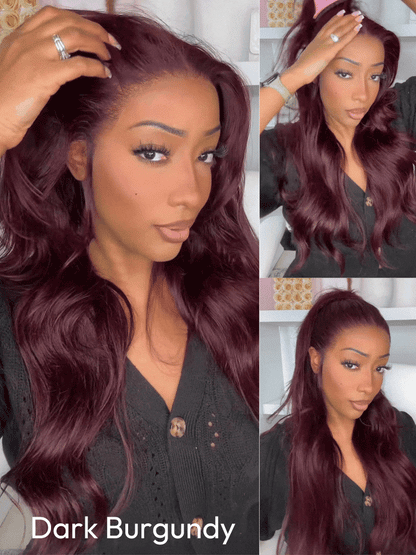 99J Body Wave Lace Front Wigs Affordable Burgundy Colored Human Hair Wig
