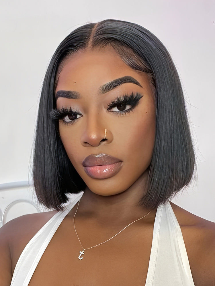 New Arrival #1B Bob Wigs Middle Part HD Lace Bob Short Wigs For Sale