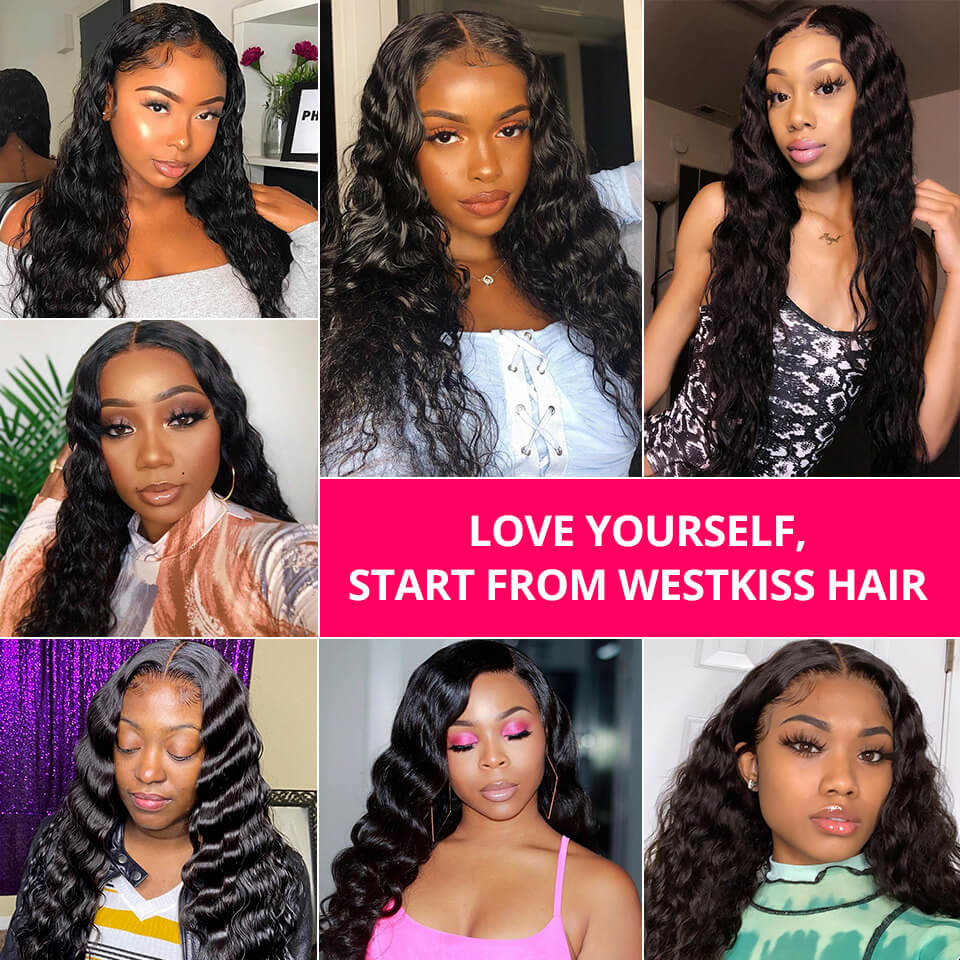 Crimped Deep Wave Human Hair Wigs 150% Density Lace Front Wig
