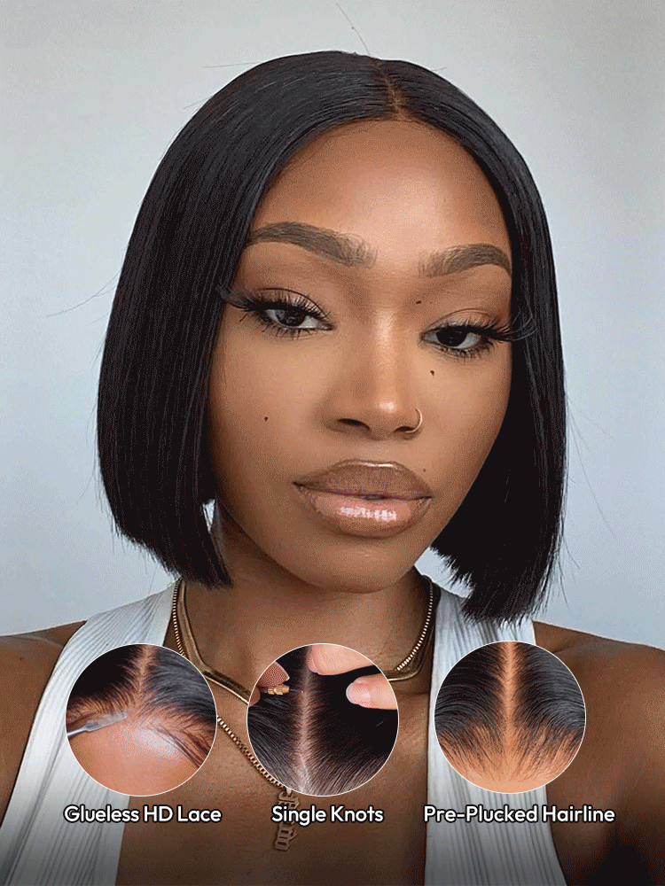 New Arrival #1B Bob Wigs Middle Part HD Lace Bob Short Wigs For Sale