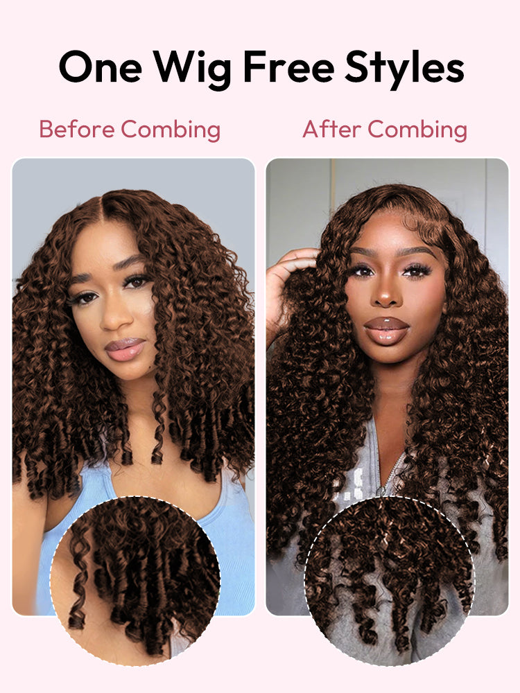 Dark Brown Burmese Curly Wig With Full Spiral Ends 5x7 Ready&Go Undetectable Lace Front Wig