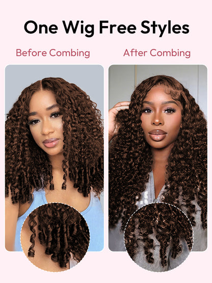 Dark Brown Burmese Curly Wig With Full Spiral Ends 5x7 Ready&Go Undetectable Lace Front Wig