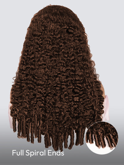 Dark Brown Burmese Curly Wig With Full Spiral Ends 5x7 Ready&Go Undetectable Lace Front Wig