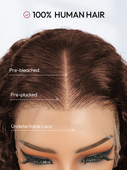 Dark Brown Burmese Curly Wig With Full Spiral Ends 5x7 Ready&Go Undetectable Lace Front Wig