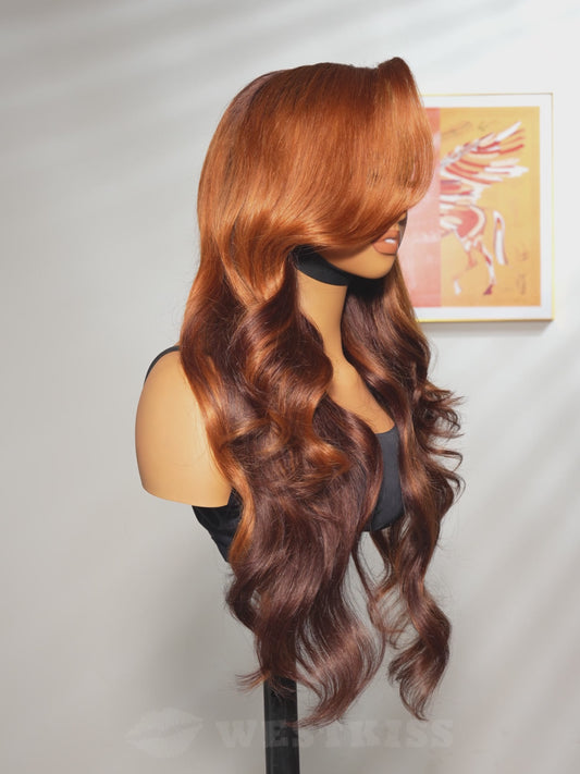 Ombre Ginger Brown Wigs Loose Body Wave Wigs 13x4 Lace Front Human Hair Wigs