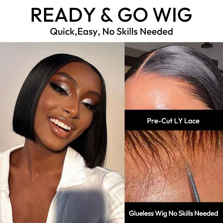 Short Straight Wigs Super Invisible LY Lace Bob Wigs Human Hair