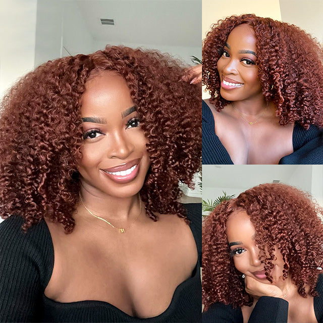 Auburn Short Dark Reddish Brown Hair Super Invisible LY Lace Wig