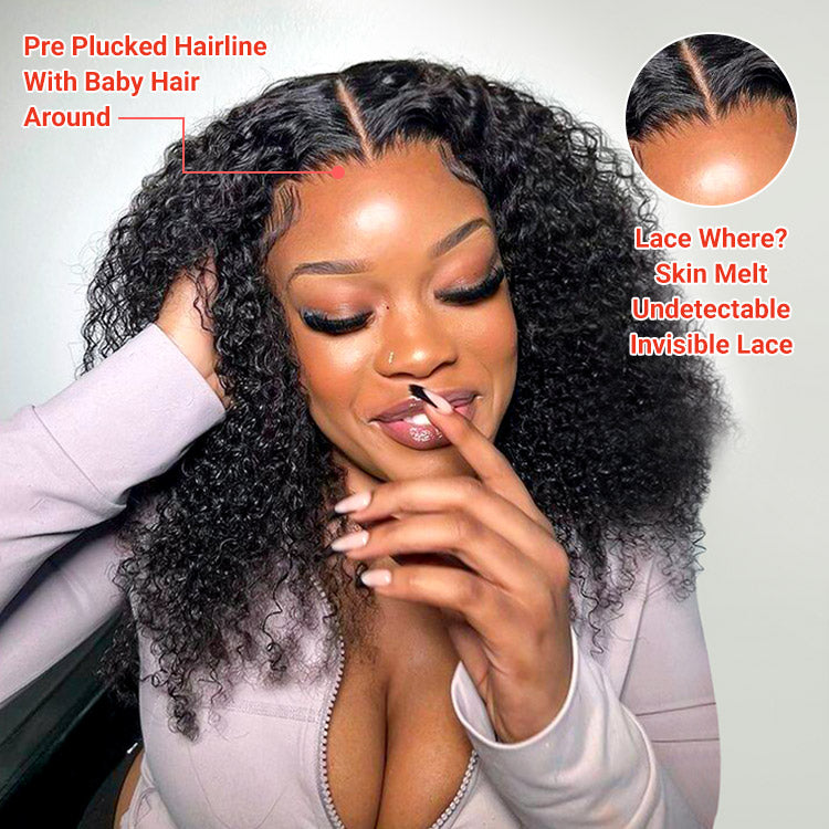 High Quality Curly Human Hair Ready To Go 4*7 Lace Closure Wigs