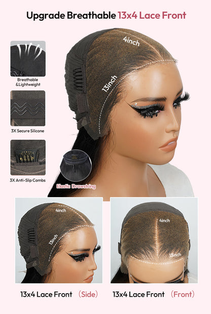 13x4 HD Lace Front Straight Bob Wig With Pre-C Part Pre Plucked Hairline Ready to Go With Elastic Drawstring